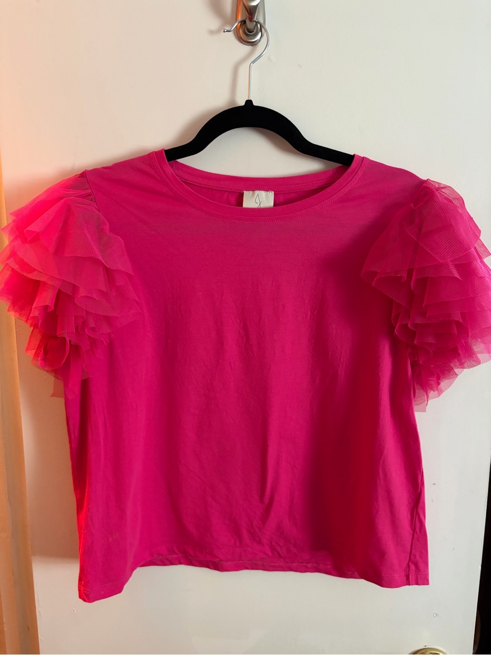 Joie Hot Pink Ruffle Sleeve Tee